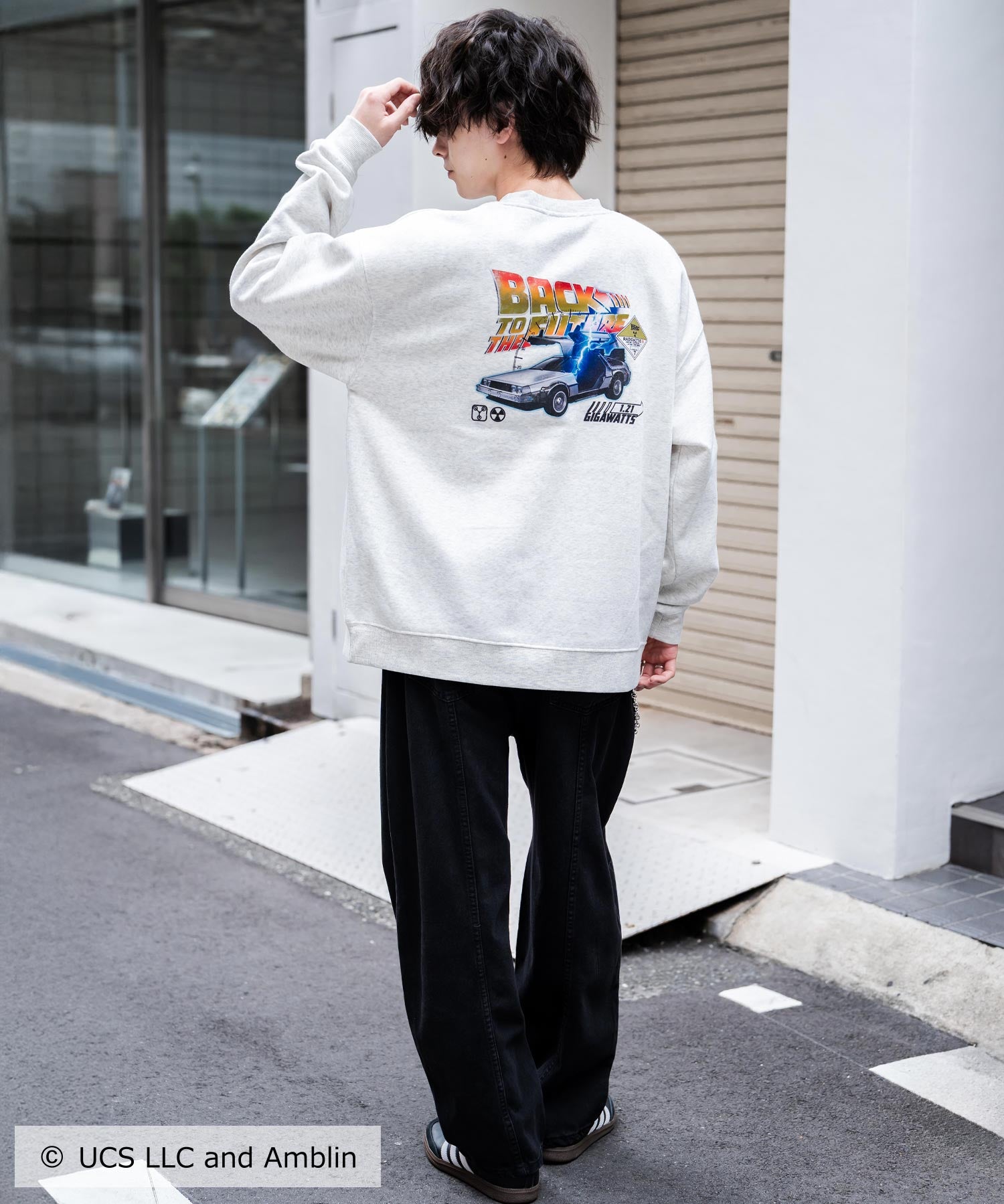 Universal City Studios LLC 別注コラボ オーバーサイズヴィンテージライクグラフィックプリント裏起毛スウェットトレーナー 15115