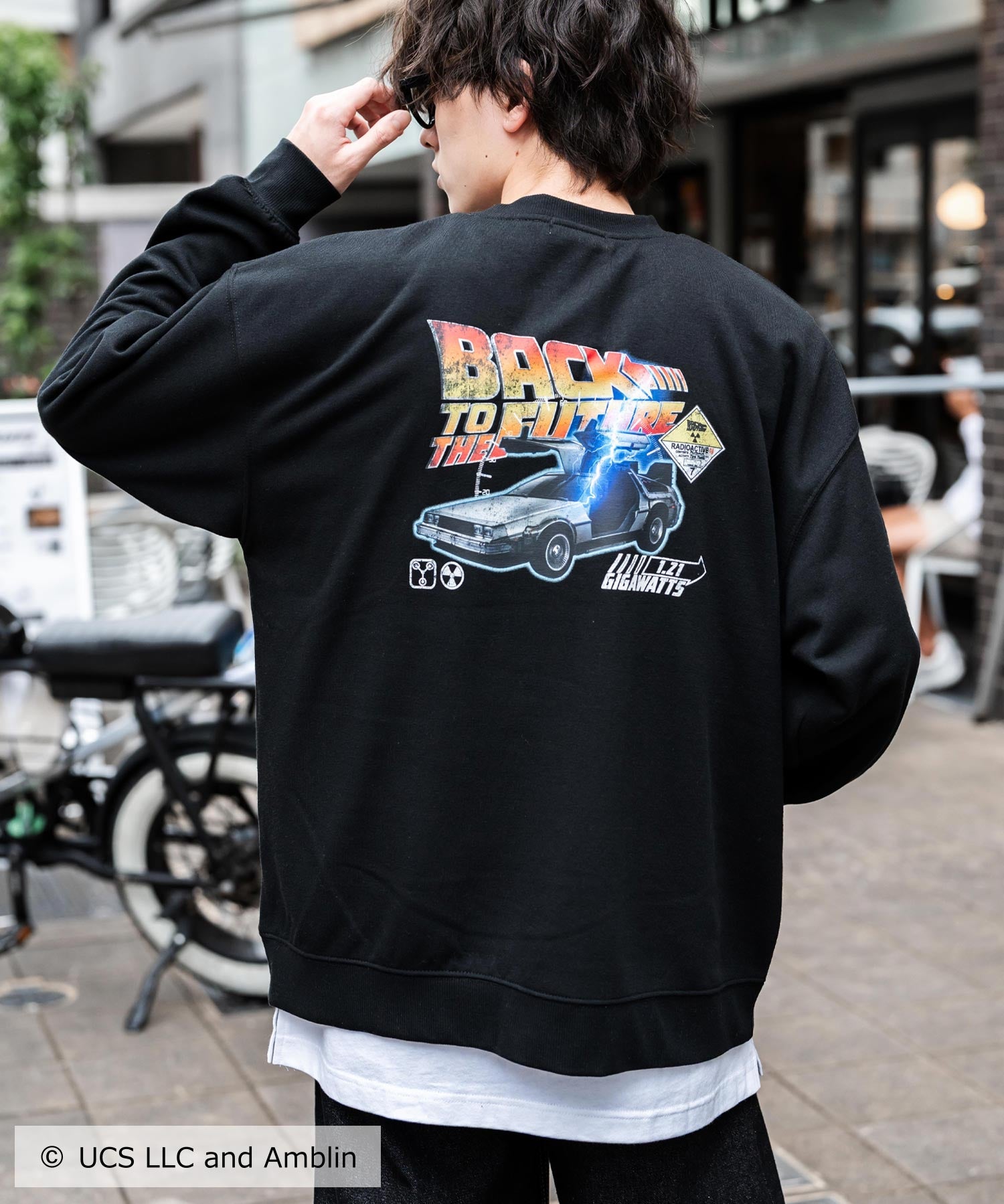 Universal City Studios LLC 別注コラボ オーバーサイズヴィンテージライクグラフィックプリント裏起毛スウェットトレーナー 15115