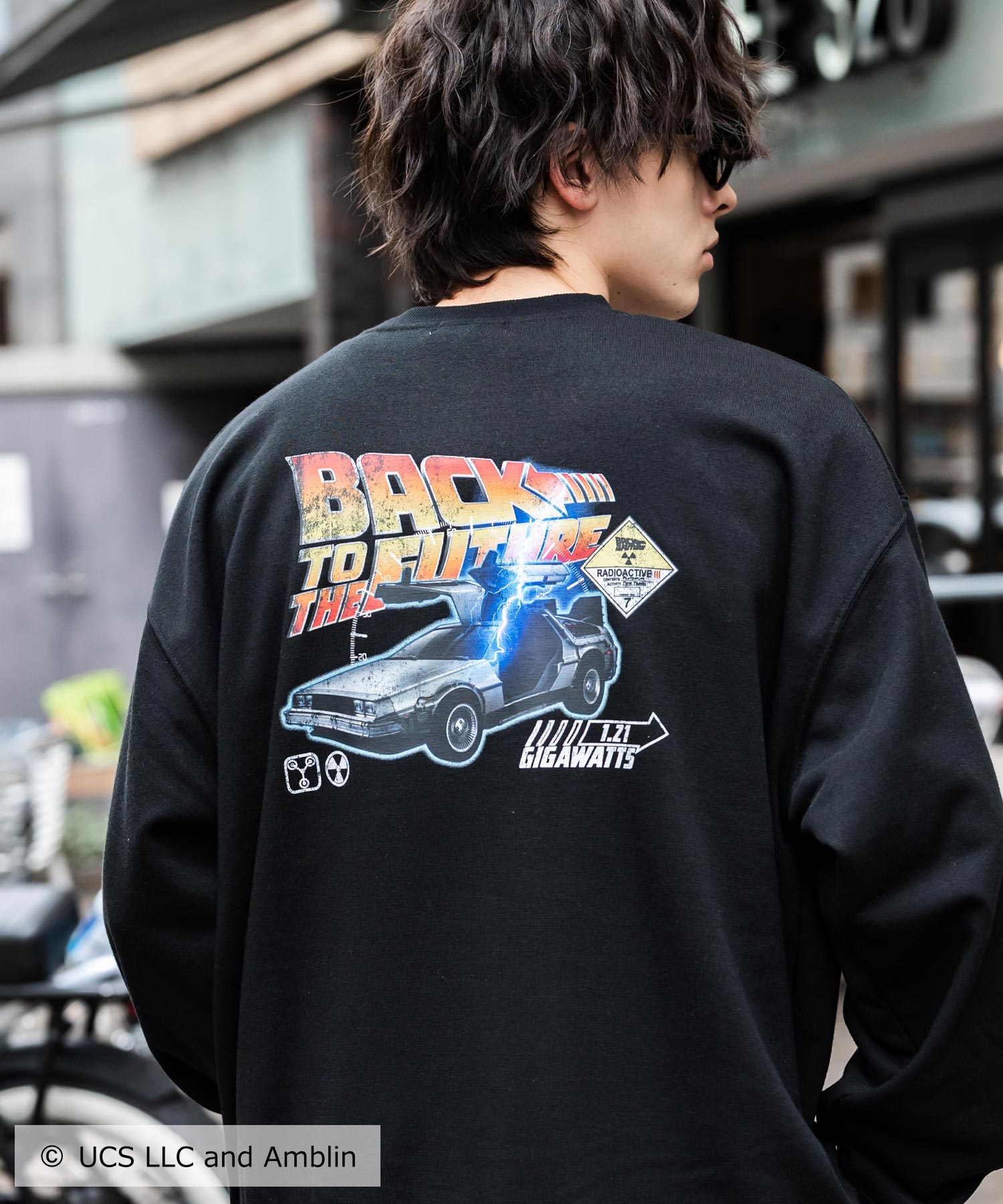 Universal City Studios LLC 別注コラボ オーバーサイズヴィンテージライクグラフィックプリント裏起毛スウェットトレーナー 15115