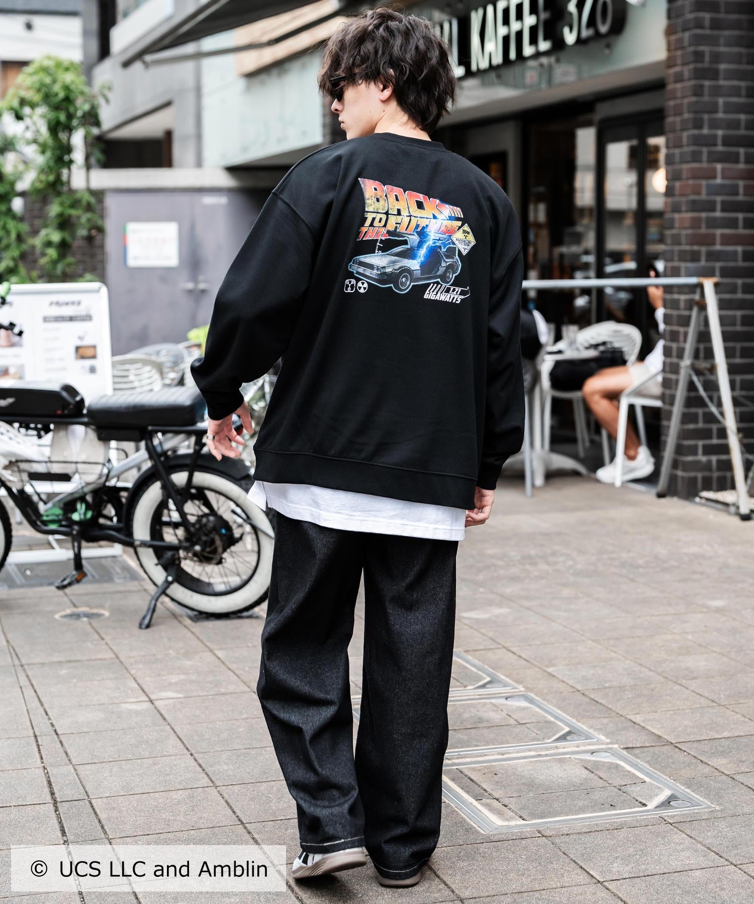 Universal City Studios LLC 別注コラボ オーバーサイズヴィンテージライクグラフィックプリント裏起毛スウェットトレーナー 15115