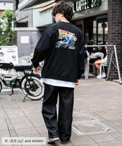 Universal City Studios LLC 別注コラボ オーバーサイズヴィンテージライクグラフィックプリント裏起毛スウェットトレーナー 15115