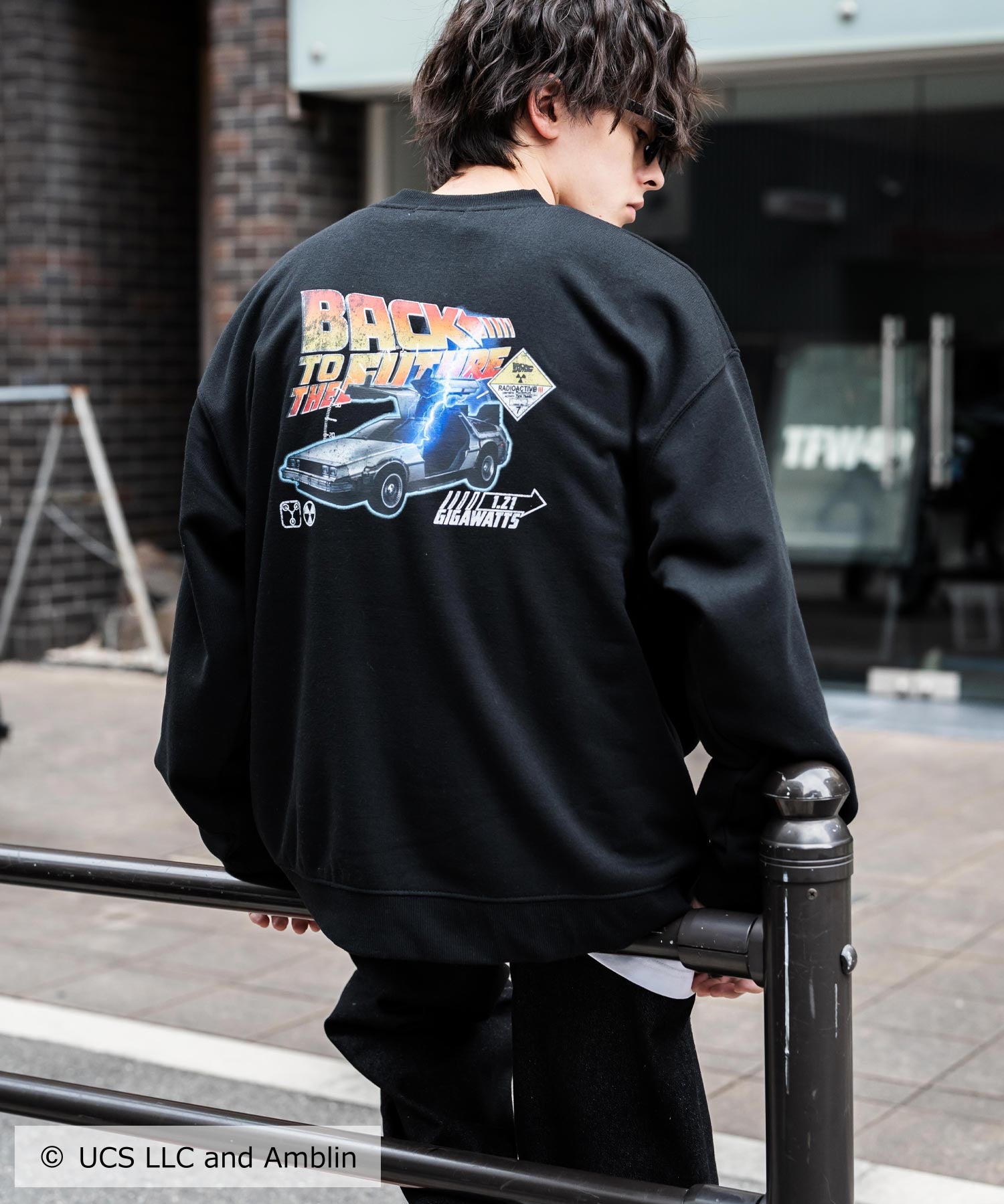 Universal City Studios LLC 別注コラボ オーバーサイズヴィンテージライクグラフィックプリント裏起毛スウェットトレーナー 15115