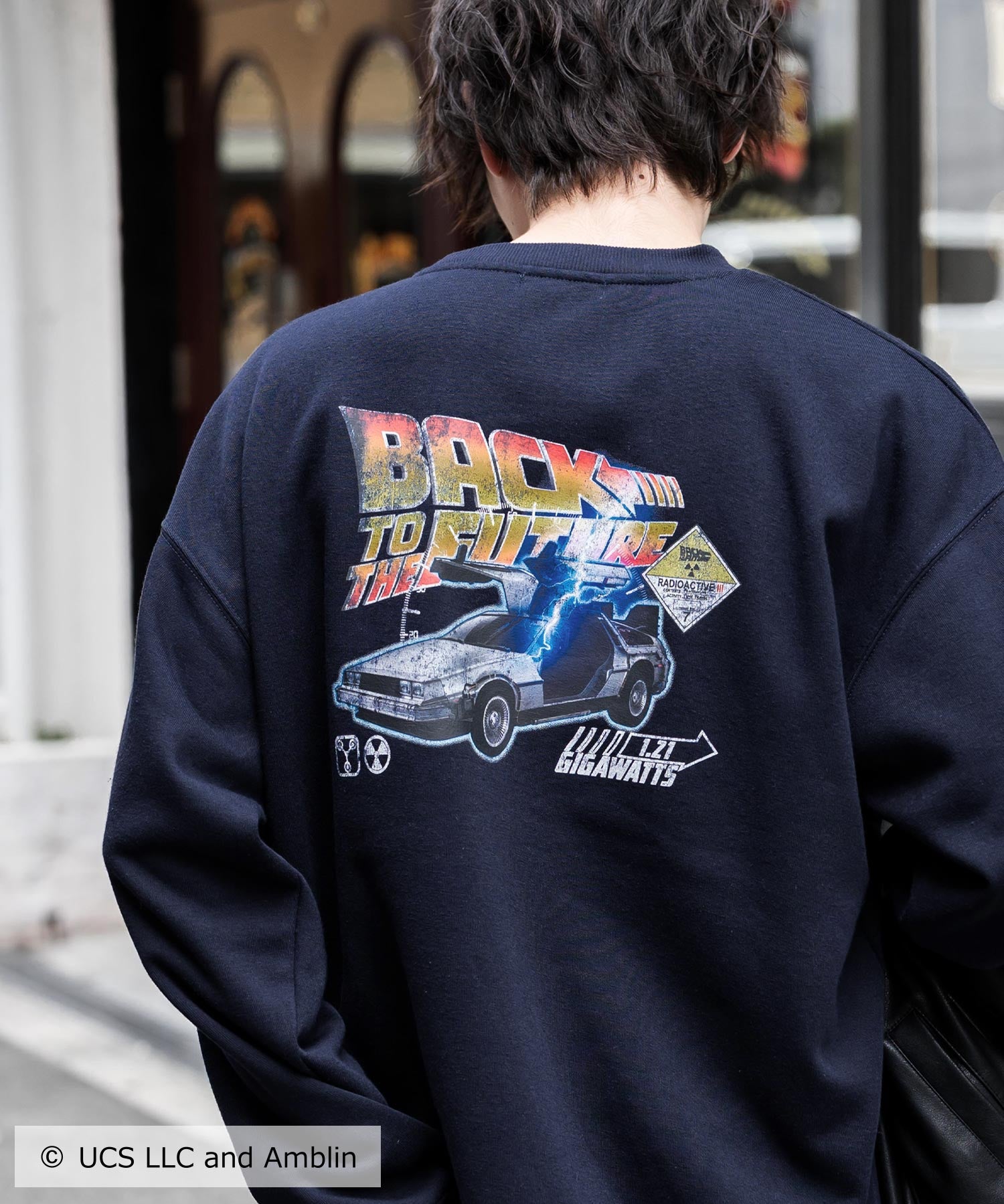 Universal City Studios LLC 別注コラボ オーバーサイズヴィンテージライクグラフィックプリント裏起毛スウェットトレーナー 15115