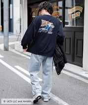 Universal City Studios LLC 別注コラボ オーバーサイズヴィンテージライクグラフィックプリント裏起毛スウェットトレーナー 15115