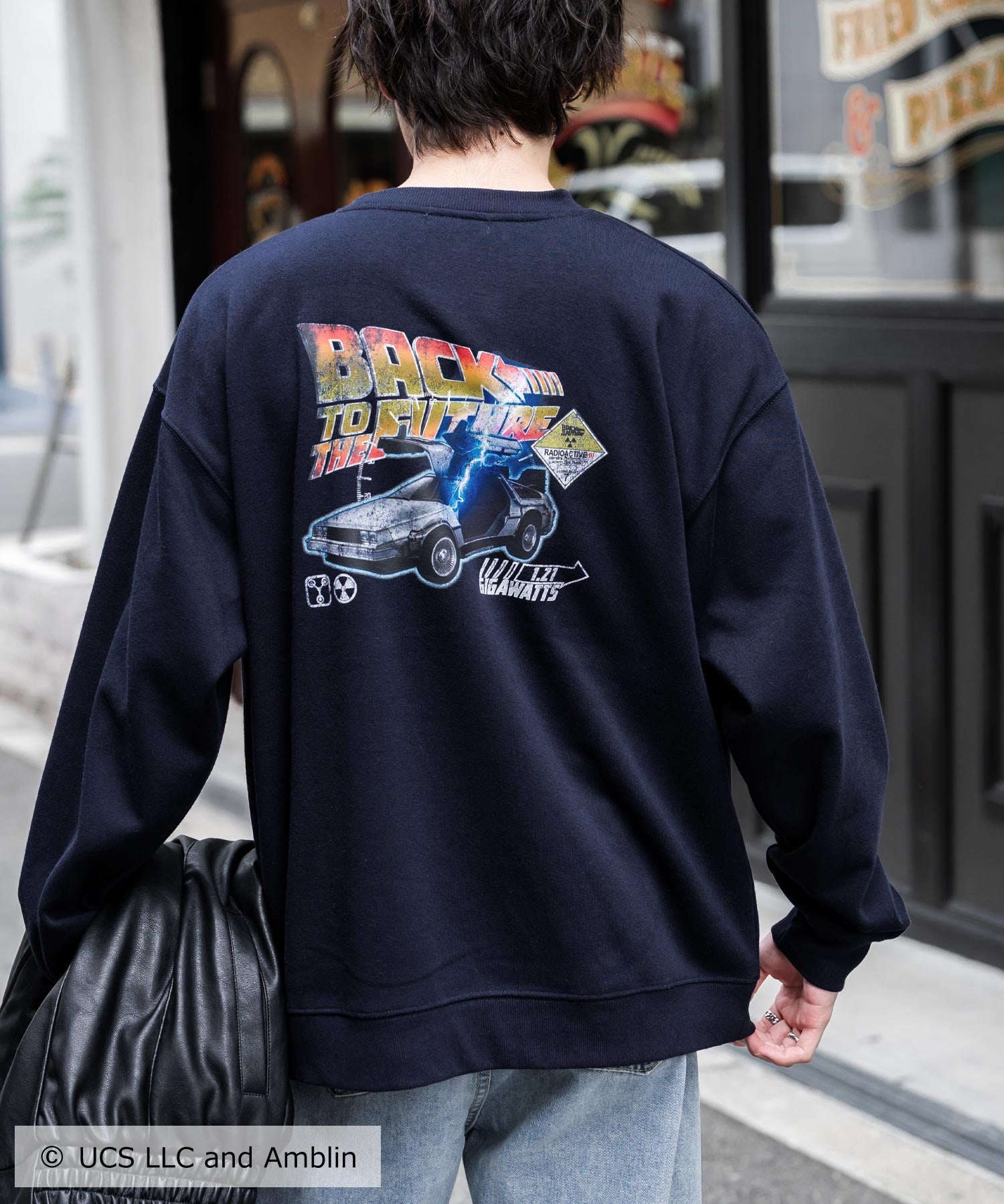 Universal City Studios LLC 別注コラボ オーバーサイズヴィンテージライクグラフィックプリント裏起毛スウェットトレーナー 15115