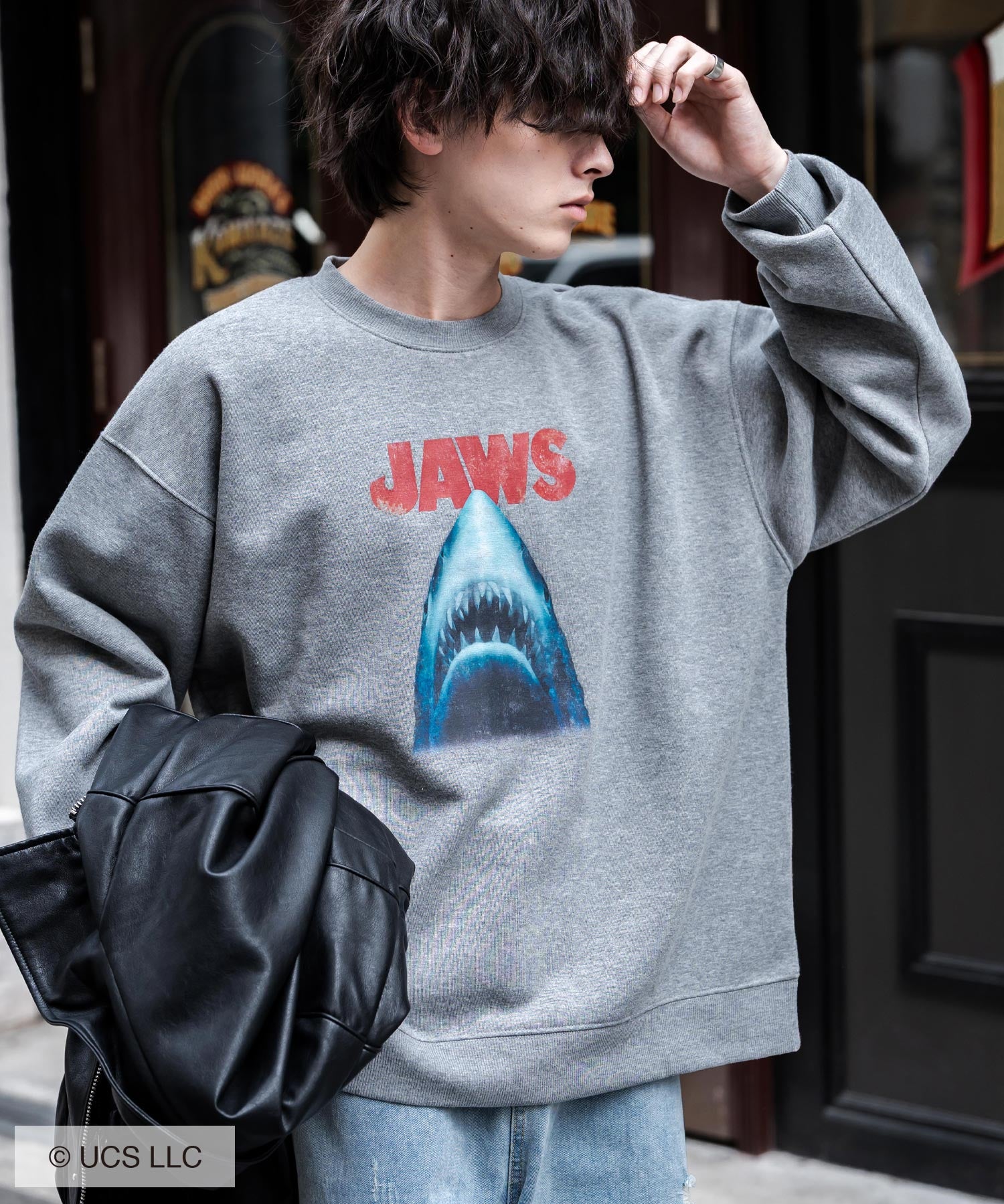 Universal City Studios LLC 別注コラボ オーバーサイズヴィンテージライクグラフィックプリント裏起毛スウェットトレーナー 15115