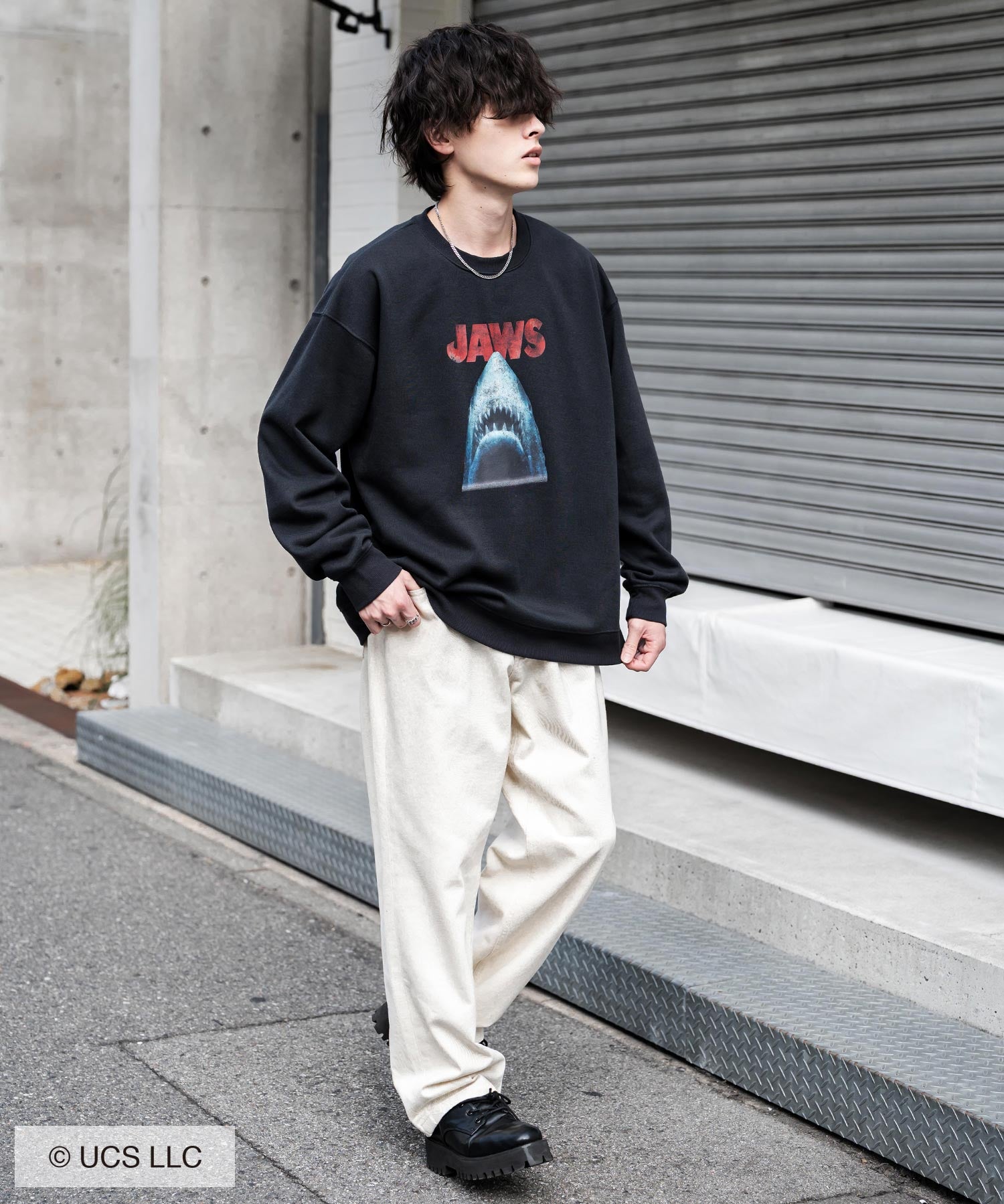 Universal City Studios LLC 別注コラボ オーバーサイズヴィンテージライクグラフィックプリント裏起毛スウェットトレーナー 15115