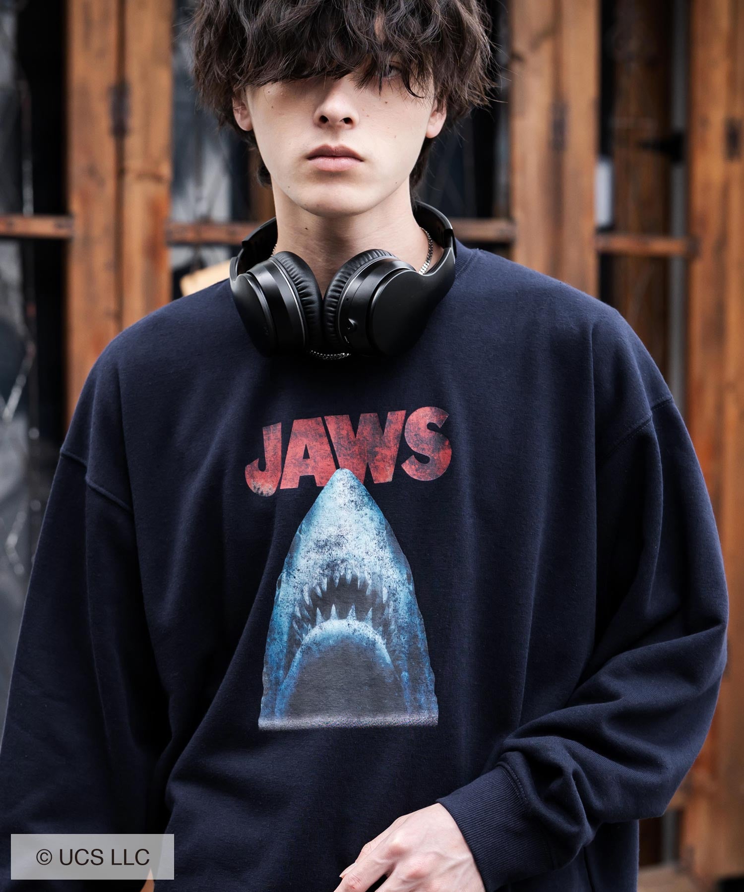 Universal City Studios LLC 別注コラボ オーバーサイズヴィンテージライクグラフィックプリント裏起毛スウェットトレーナー 15115