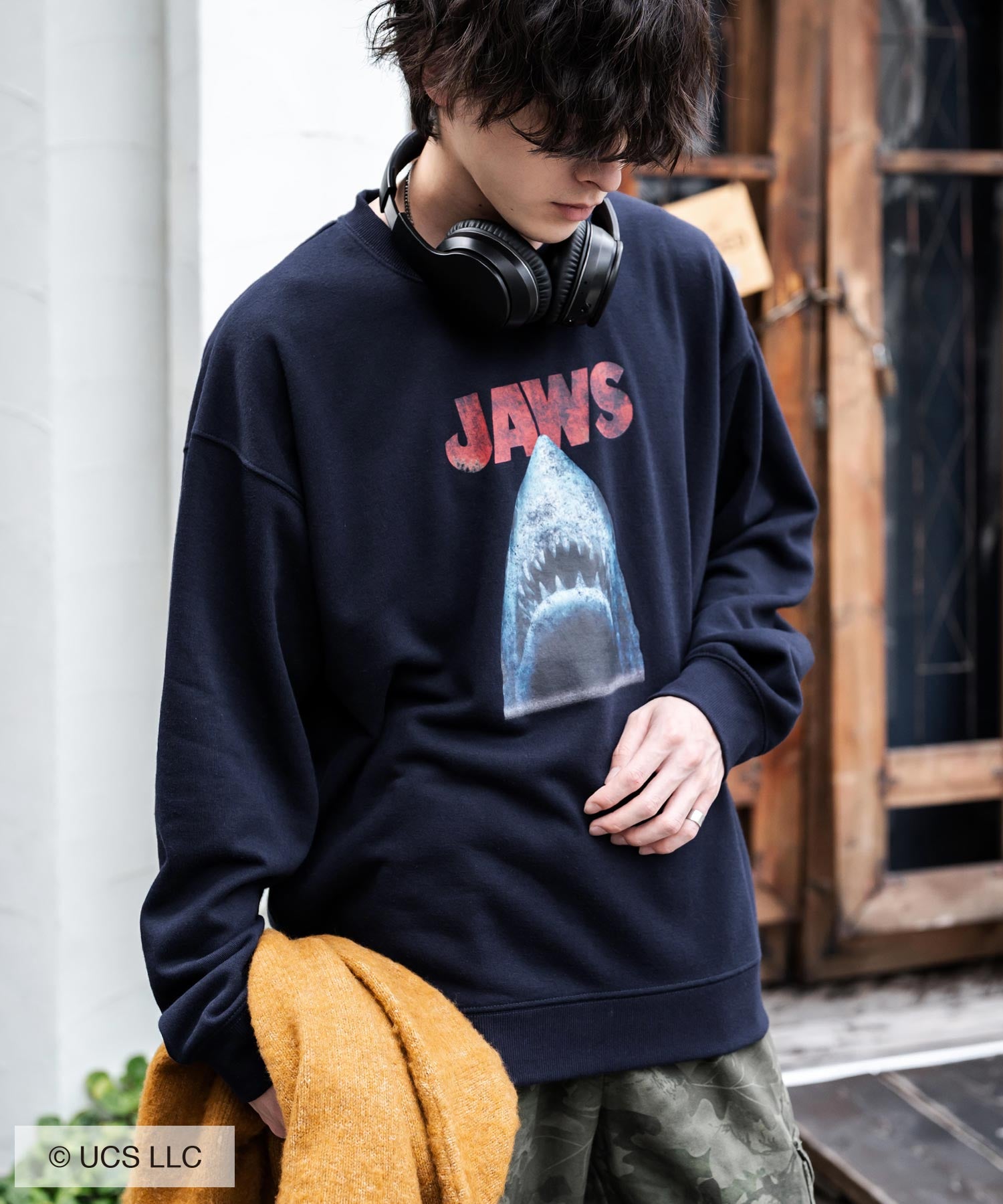 Universal City Studios LLC 別注コラボ オーバーサイズヴィンテージライクグラフィックプリント裏起毛スウェットトレーナー 15115