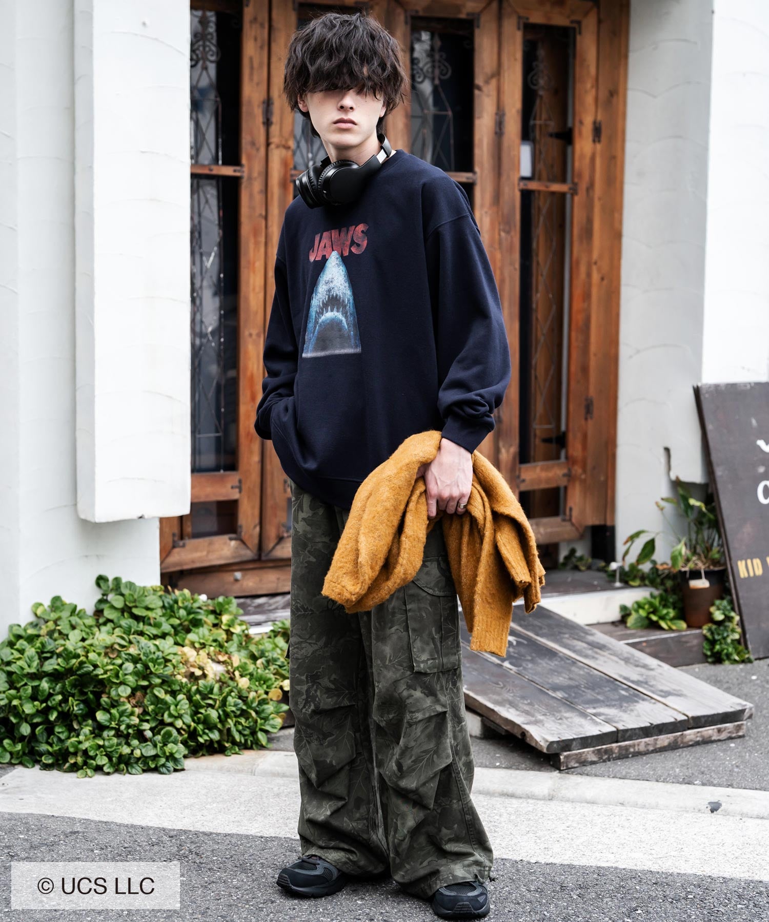 Universal City Studios LLC 別注コラボ オーバーサイズヴィンテージライクグラフィックプリント裏起毛スウェットトレーナー 15115