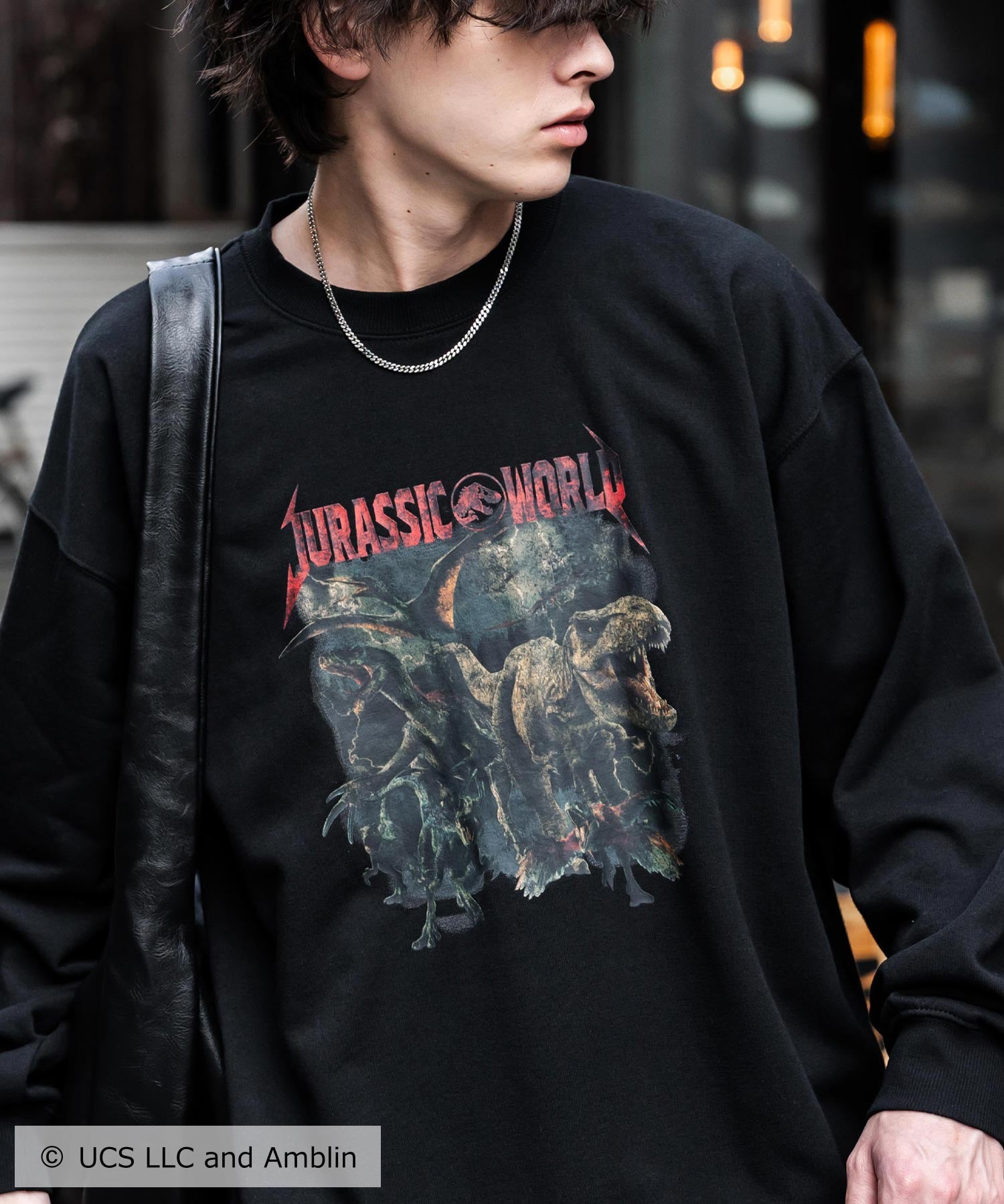 Universal City Studios LLC 別注コラボ オーバーサイズヴィンテージライクグラフィックプリント裏起毛スウェットトレーナー 15115