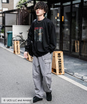 Universal City Studios LLC 別注コラボ オーバーサイズヴィンテージライクグラフィックプリント裏起毛スウェットトレーナー 15115