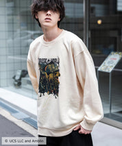 Universal City Studios LLC 別注コラボ オーバーサイズヴィンテージライクグラフィックプリント裏起毛スウェットトレーナー 15115