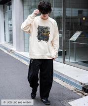 Universal City Studios LLC 別注コラボ オーバーサイズヴィンテージライクグラフィックプリント裏起毛スウェットトレーナー 15115