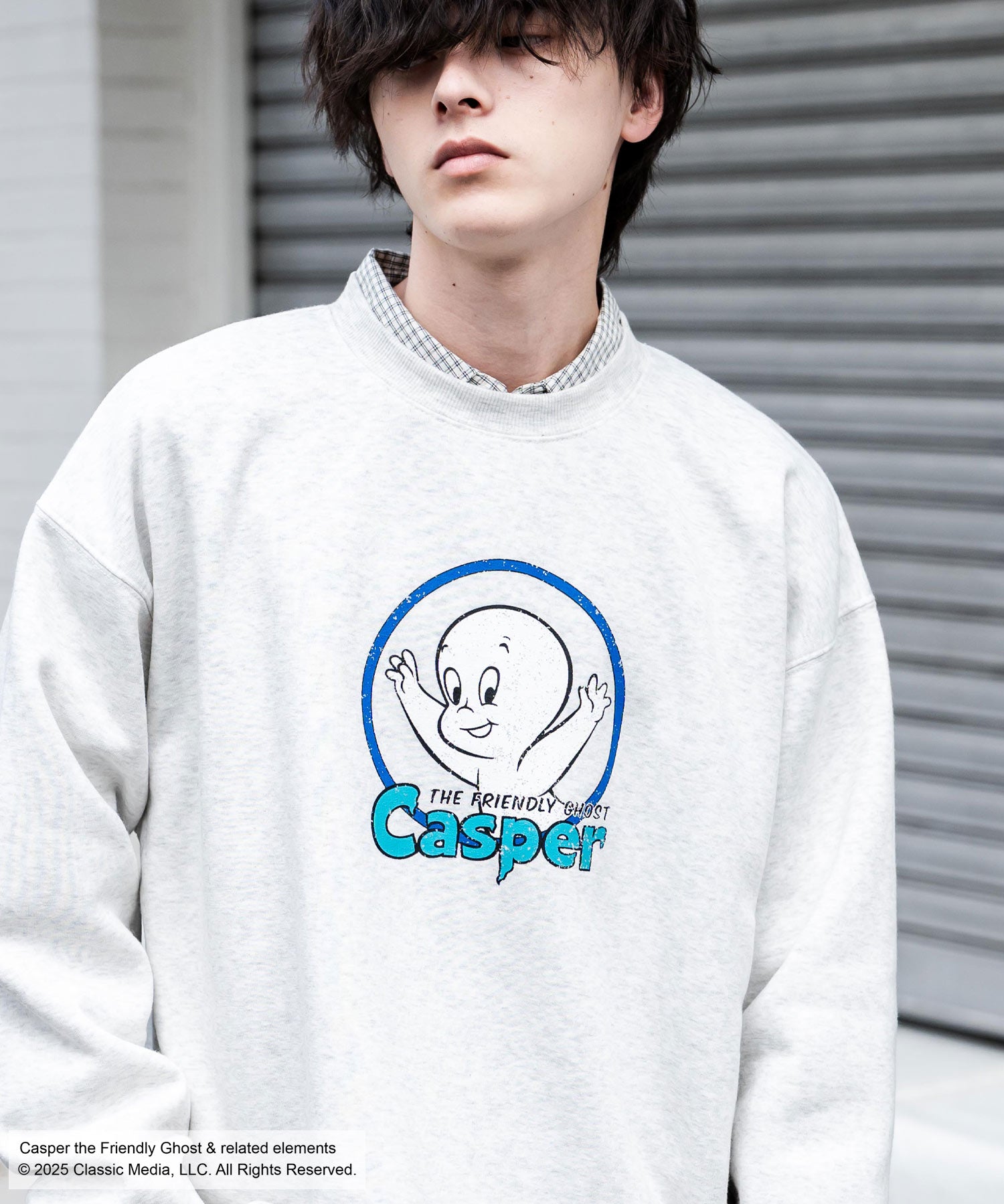 Casper/FELIX THE CAT 別注コラボ オーバーサイズヴィンテージライクグラフィックプリント裏起毛スウェットトレーナー 15116