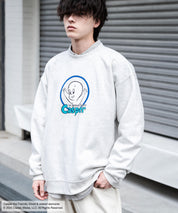 Casper/FELIX THE CAT 別注コラボ オーバーサイズヴィンテージライクグラフィックプリント裏起毛スウェットトレーナー 15116