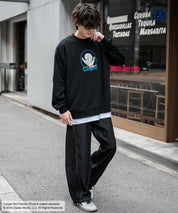 Casper/FELIX THE CAT 別注コラボ オーバーサイズヴィンテージライクグラフィックプリント裏起毛スウェットトレーナー 15116