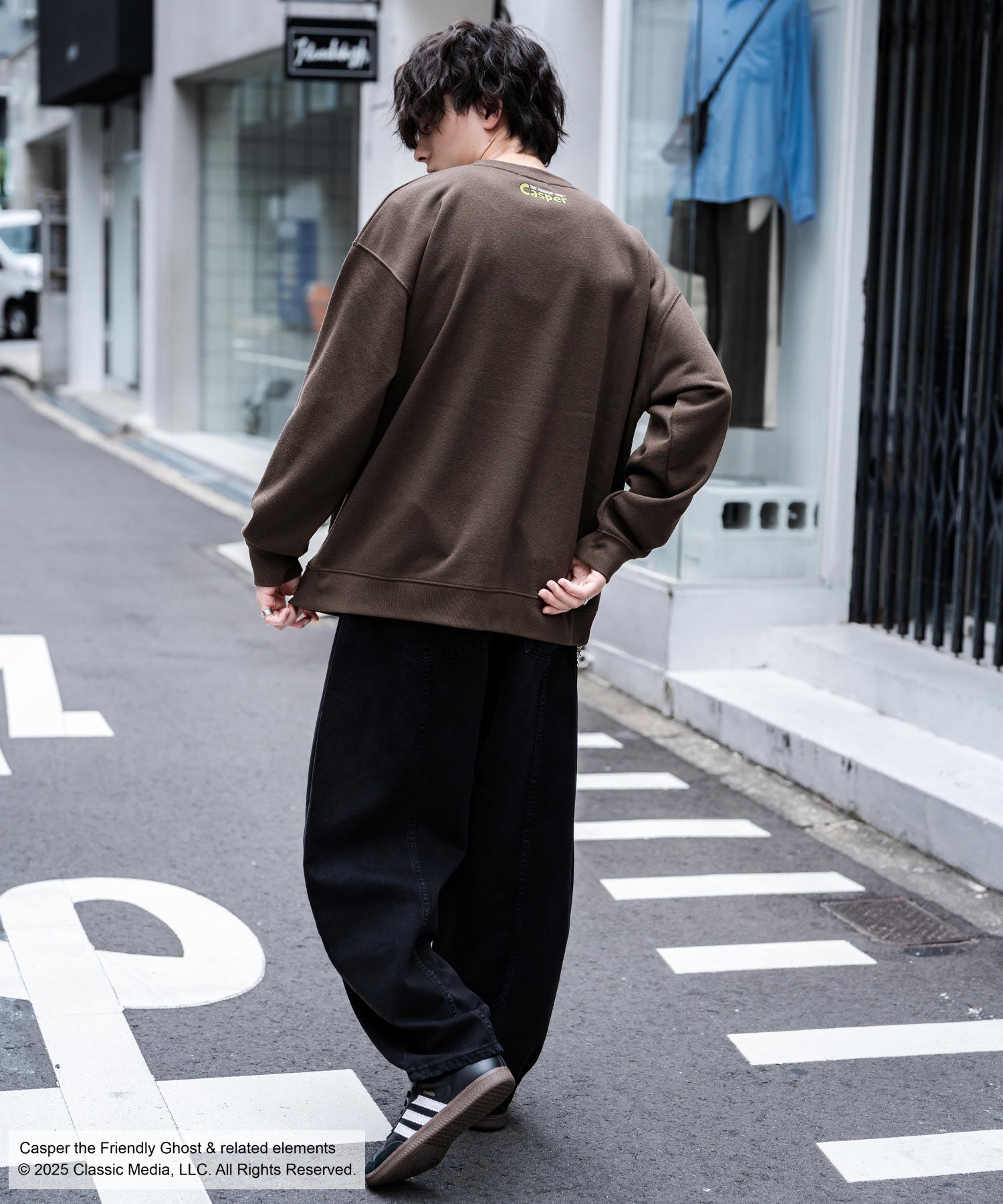 Casper/FELIX THE CAT 別注コラボ オーバーサイズヴィンテージライクグラフィックプリント裏起毛スウェットトレーナー 15116