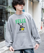 Casper/FELIX THE CAT 別注コラボ オーバーサイズヴィンテージライクグラフィックプリント裏起毛スウェットトレーナー 15116