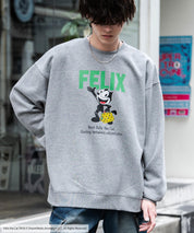 Casper/FELIX THE CAT 別注コラボ オーバーサイズヴィンテージライクグラフィックプリント裏起毛スウェットトレーナー 15116