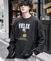 Casper/FELIX THE CAT 別注コラボ オーバーサイズヴィンテージライクグラフィックプリント裏起毛スウェットトレーナー 15116