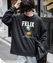 Casper/FELIX THE CAT 別注コラボ オーバーサイズヴィンテージライクグラフィックプリント裏起毛スウェットトレーナー 15116