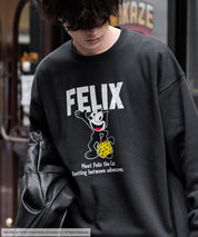 Casper/FELIX THE CAT 別注コラボ オーバーサイズヴィンテージライクグラフィックプリント裏起毛スウェットトレーナー 15116