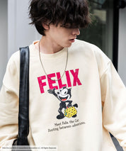 Casper/FELIX THE CAT 別注コラボ オーバーサイズヴィンテージライクグラフィックプリント裏起毛スウェットトレーナー 15116