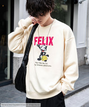 Casper/FELIX THE CAT 別注コラボ オーバーサイズヴィンテージライクグラフィックプリント裏起毛スウェットトレーナー 15116