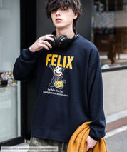 Casper/FELIX THE CAT 別注コラボ オーバーサイズヴィンテージライクグラフィックプリント裏起毛スウェットトレーナー 15116