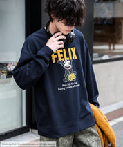 Casper/FELIX THE CAT 別注コラボ オーバーサイズヴィンテージライクグラフィックプリント裏起毛スウェットトレーナー 15116
