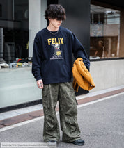 Casper/FELIX THE CAT 別注コラボ オーバーサイズヴィンテージライクグラフィックプリント裏起毛スウェットトレーナー 15116