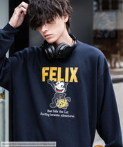 Casper/FELIX THE CAT 別注コラボ オーバーサイズヴィンテージライクグラフィックプリント裏起毛スウェットトレーナー 15116