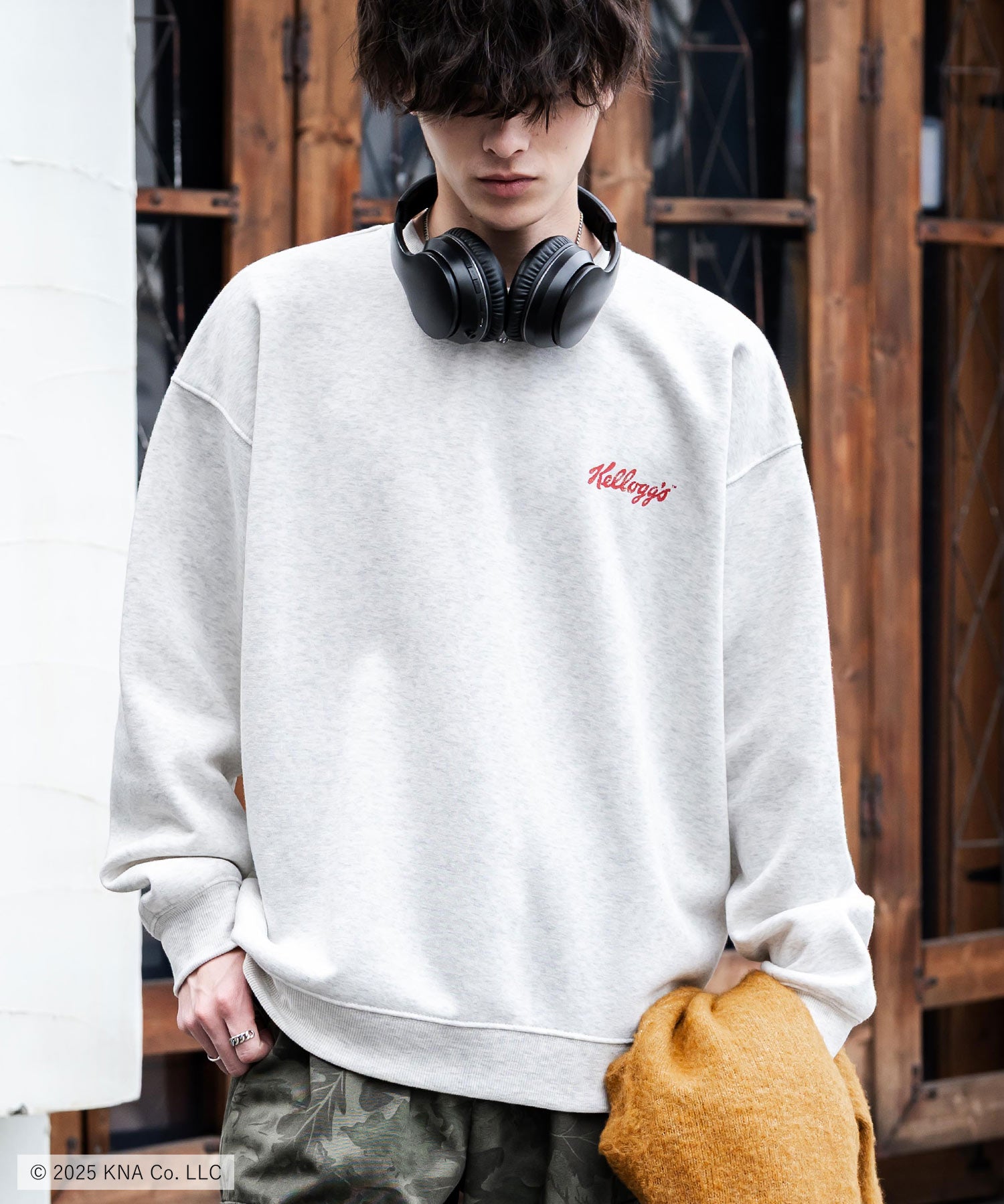 Kellogg's 別注コラボ オーバーサイズヴィンテージライクグラフィックプリント裏起毛スウェットトレーナー 15117