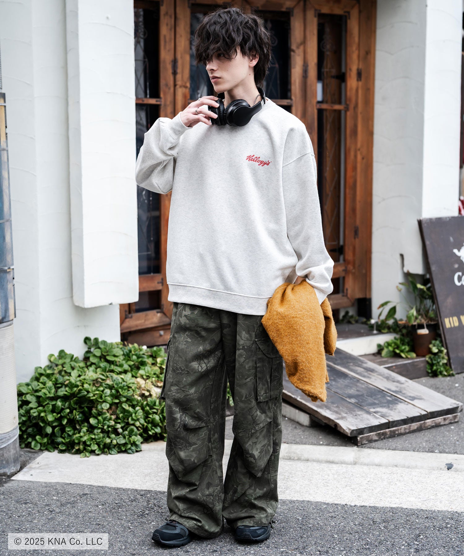 Kellogg's 別注コラボ オーバーサイズヴィンテージライクグラフィックプリント裏起毛スウェットトレーナー 15117