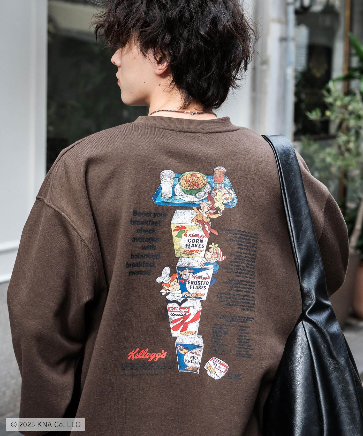 Kellogg's 別注コラボ オーバーサイズヴィンテージライクグラフィックプリント裏起毛スウェットトレーナー 15117