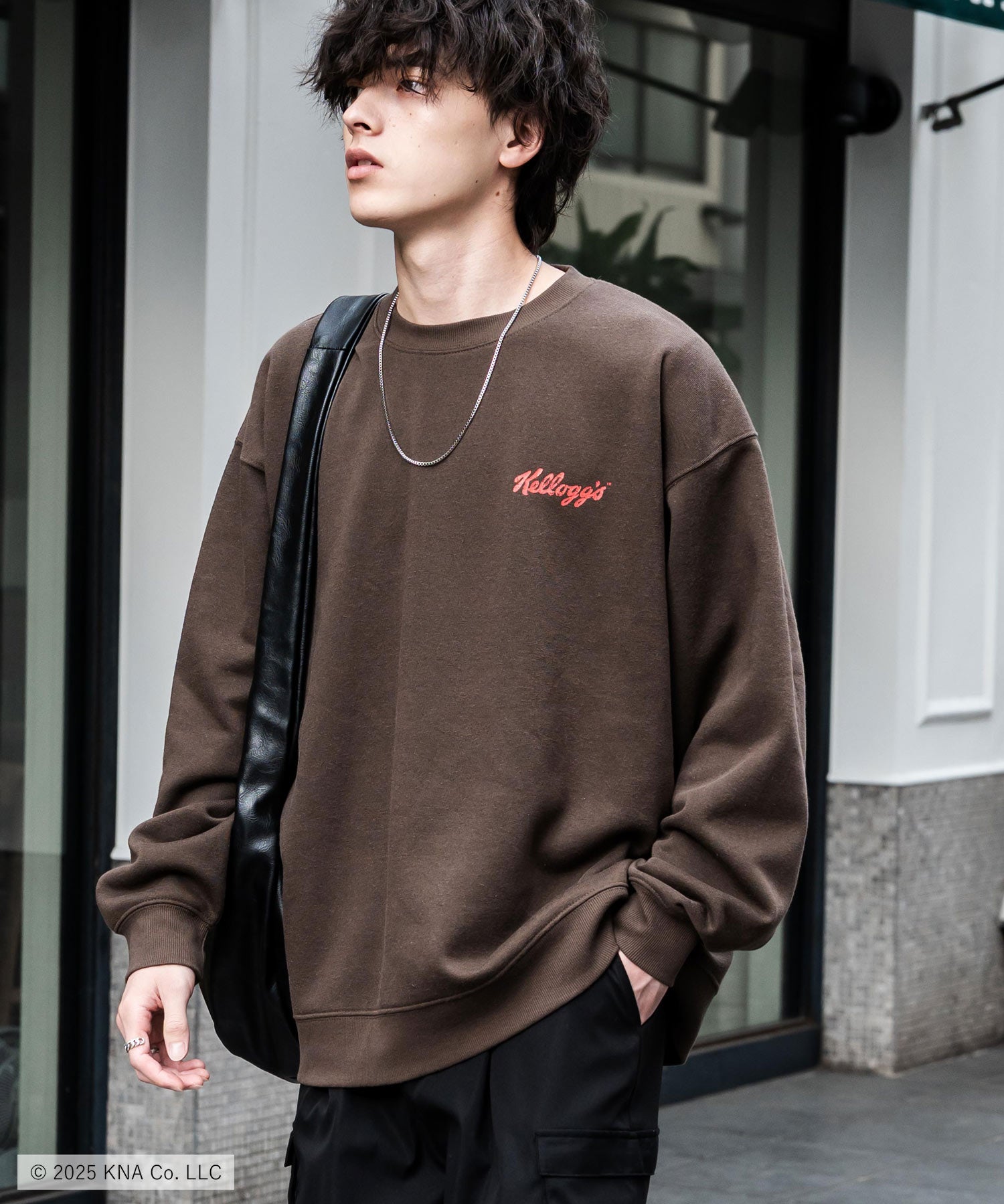 Kellogg's 別注コラボ オーバーサイズヴィンテージライクグラフィックプリント裏起毛スウェットトレーナー 15117