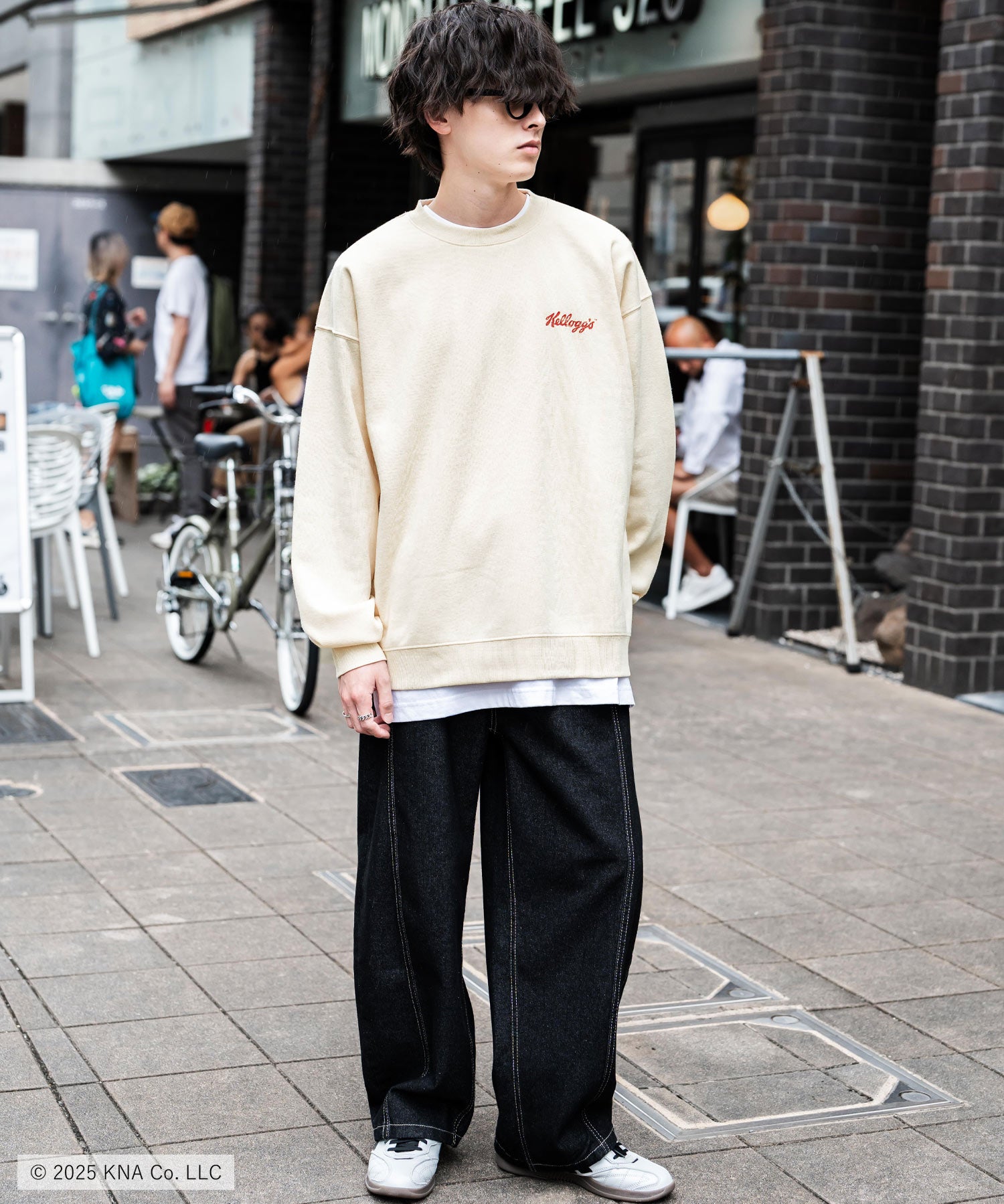 Kellogg's 別注コラボ オーバーサイズヴィンテージライクグラフィックプリント裏起毛スウェットトレーナー 15117