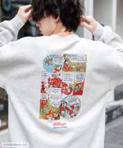 Kellogg's 別注コラボ オーバーサイズヴィンテージライクグラフィックプリント裏起毛スウェットトレーナー 15117