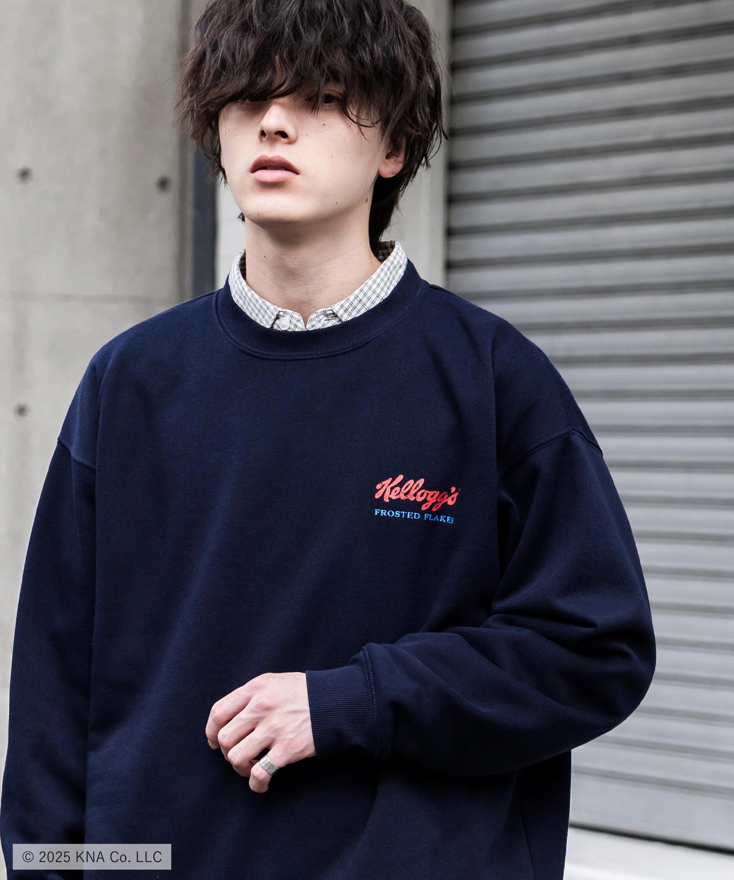 Kellogg's 別注コラボ オーバーサイズヴィンテージライクグラフィックプリント裏起毛スウェットトレーナー 15117