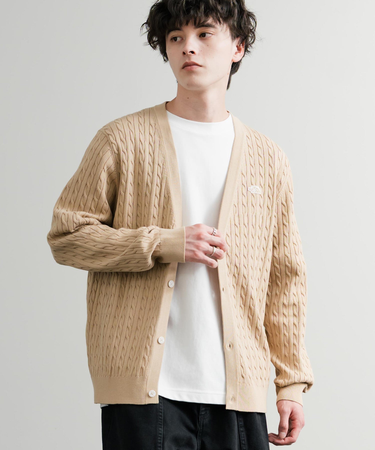 THE NORTH FACE ザ・ノースフェイス M'S HOLIDAY CARDIGAN ワンポイントロゴ刺繍Vネックニットカーディガン 15151
