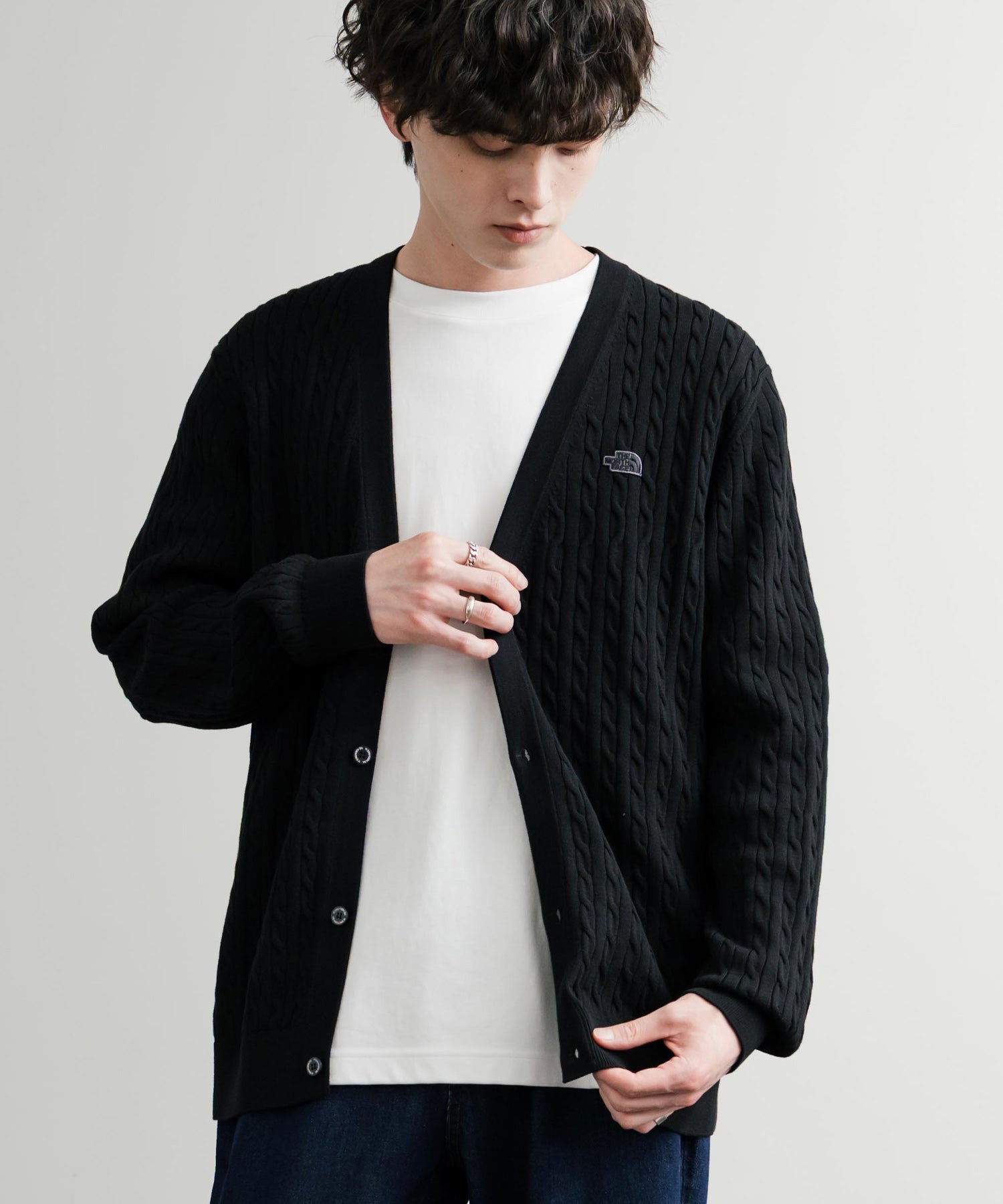 THE NORTH FACE ザ・ノースフェイス M'S HOLIDAY CARDIGAN ワンポイントロゴ刺繍Vネックニットカーディガン 15151