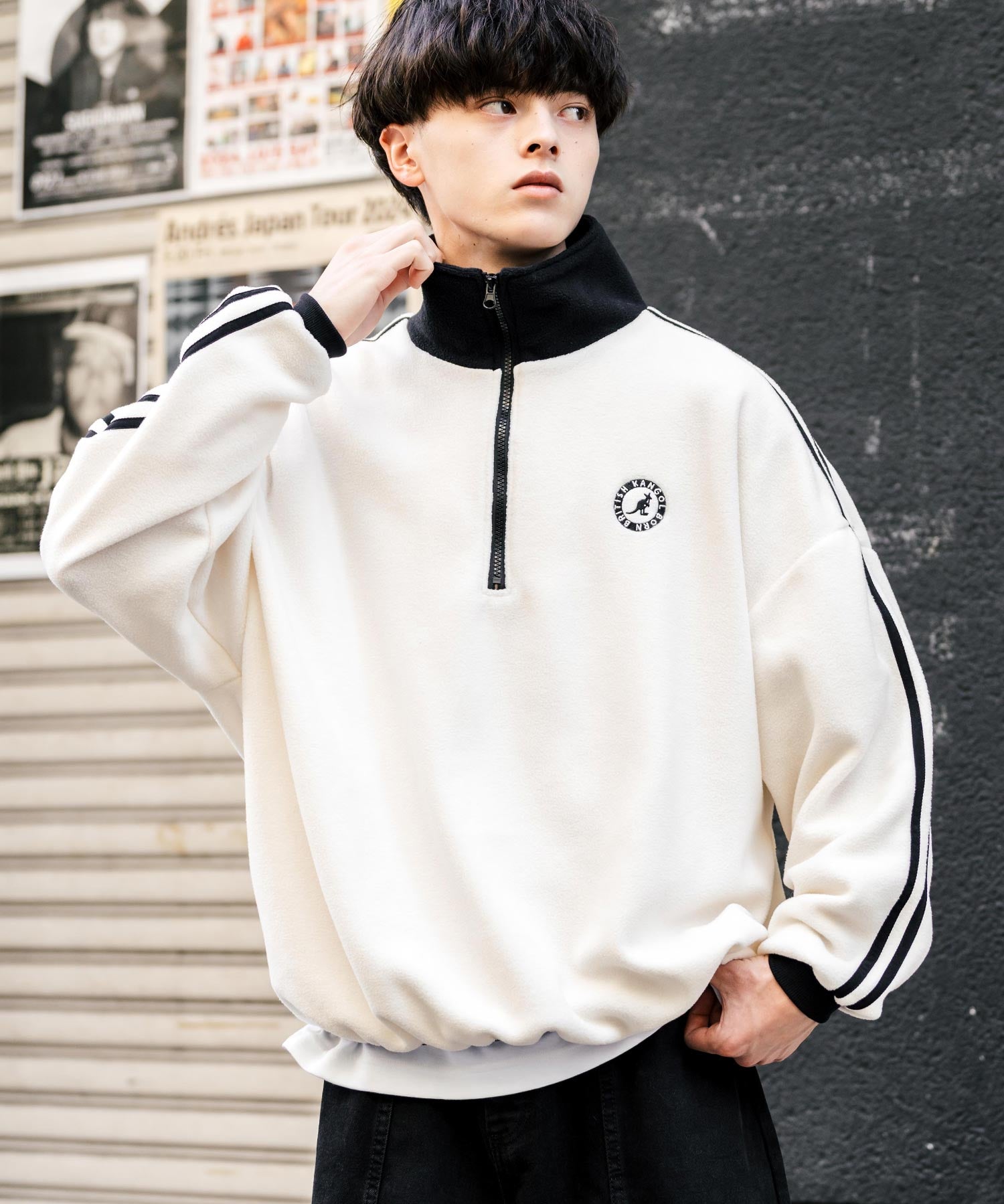 KANGOL カンゴール 別注コラボ蓄熱マイクロフリースハーフジップトレーナー 15157