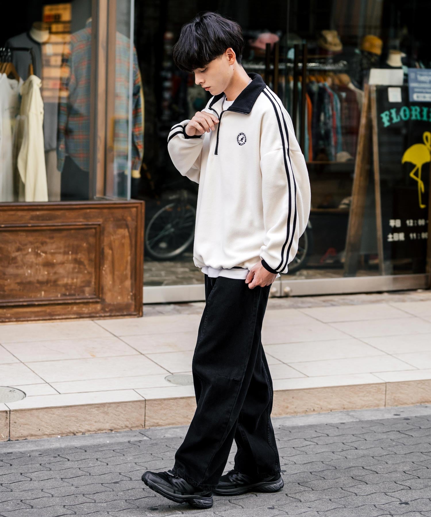 KANGOL カンゴール 別注コラボ蓄熱マイクロフリースハーフジップトレーナー 15157