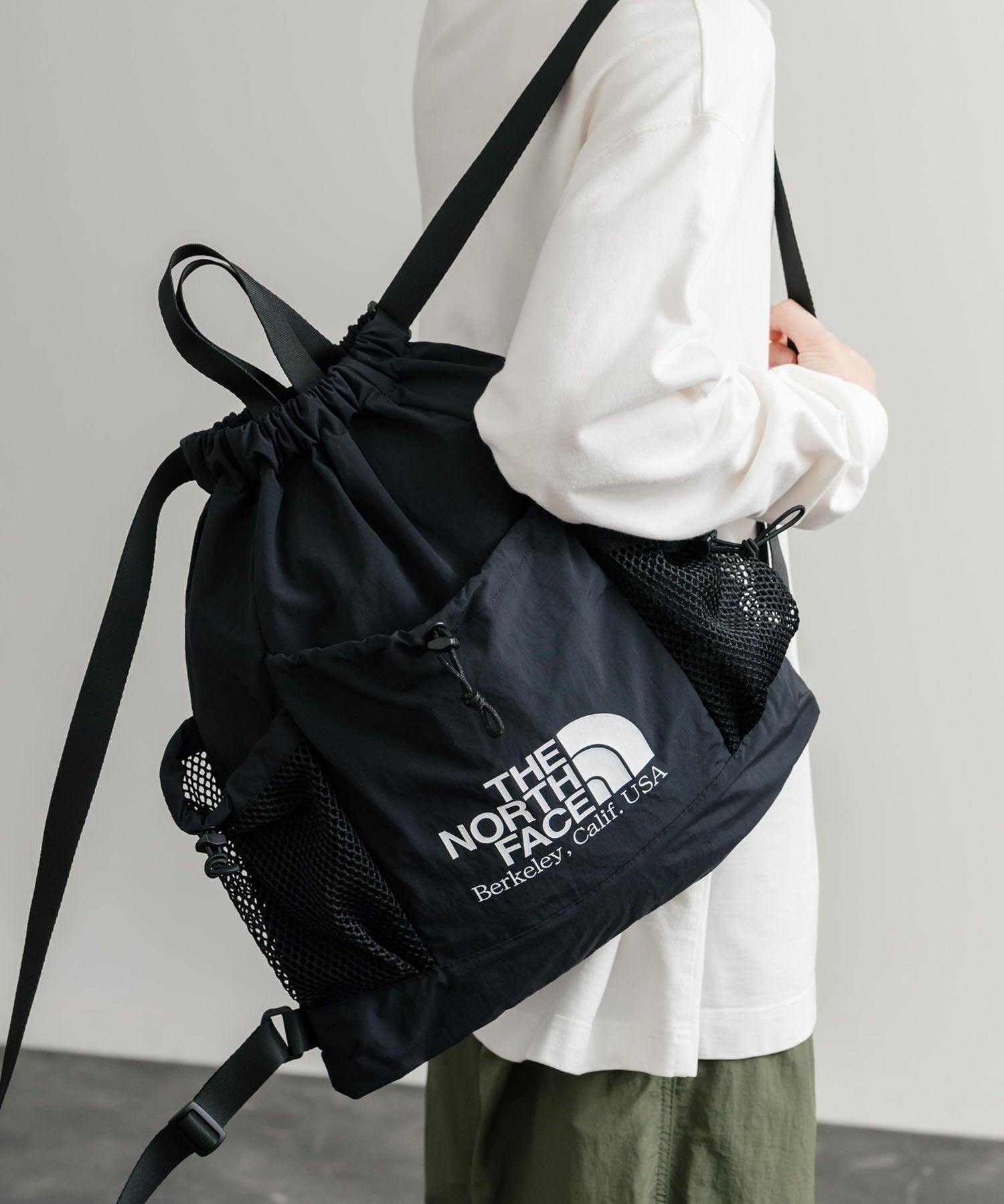 日本未展開モデル THE NORTH FACE ザ・ノースフェイス WHITE LABEL ホワイトレーベル LINDEN MESH GYM SACK ワンポイントロゴナップサック 15185