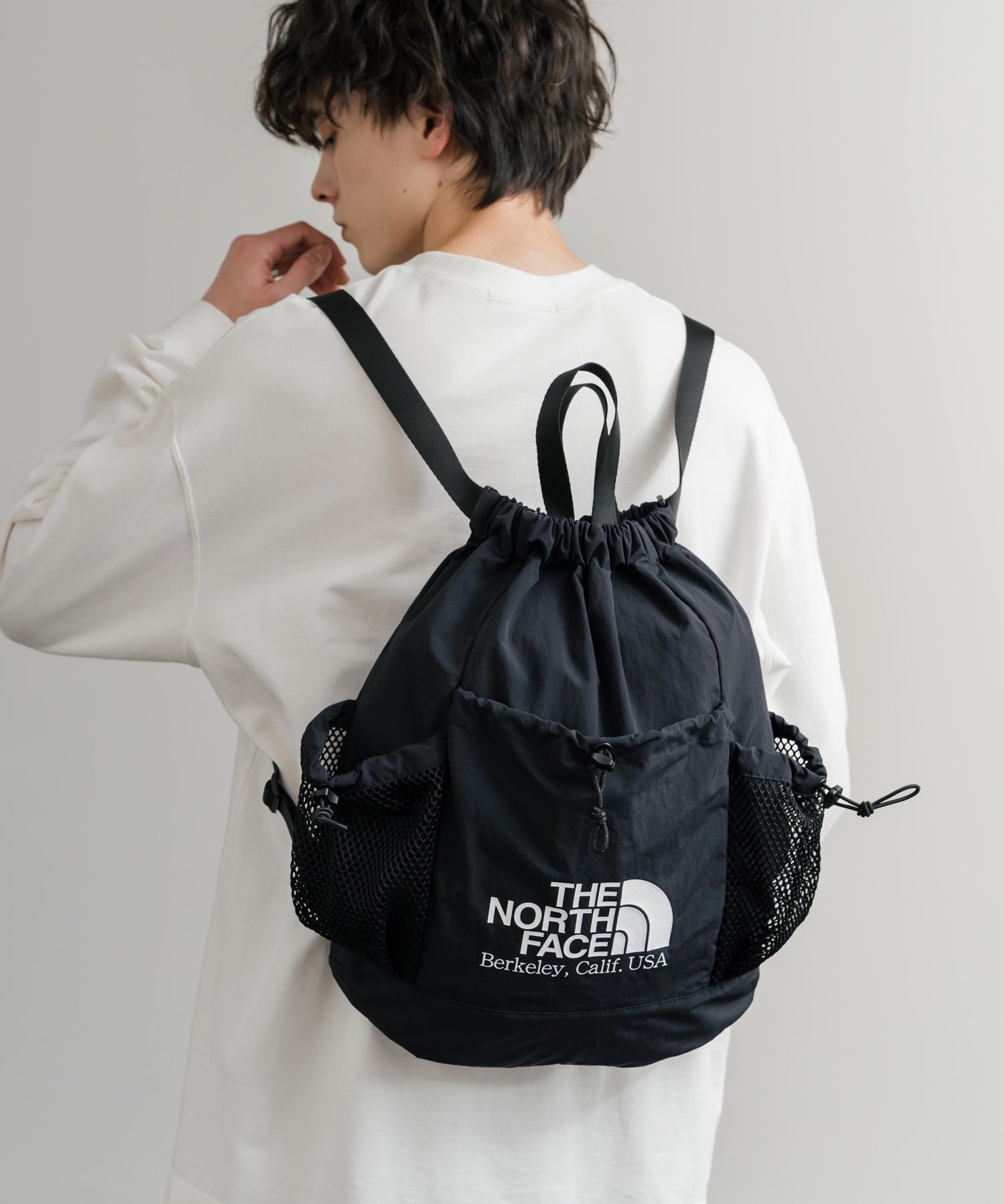 日本未展開モデル THE NORTH FACE ザ・ノースフェイス WHITE LABEL ホワイトレーベル LINDEN MESH GYM SACK ワンポイントロゴナップサック 15185