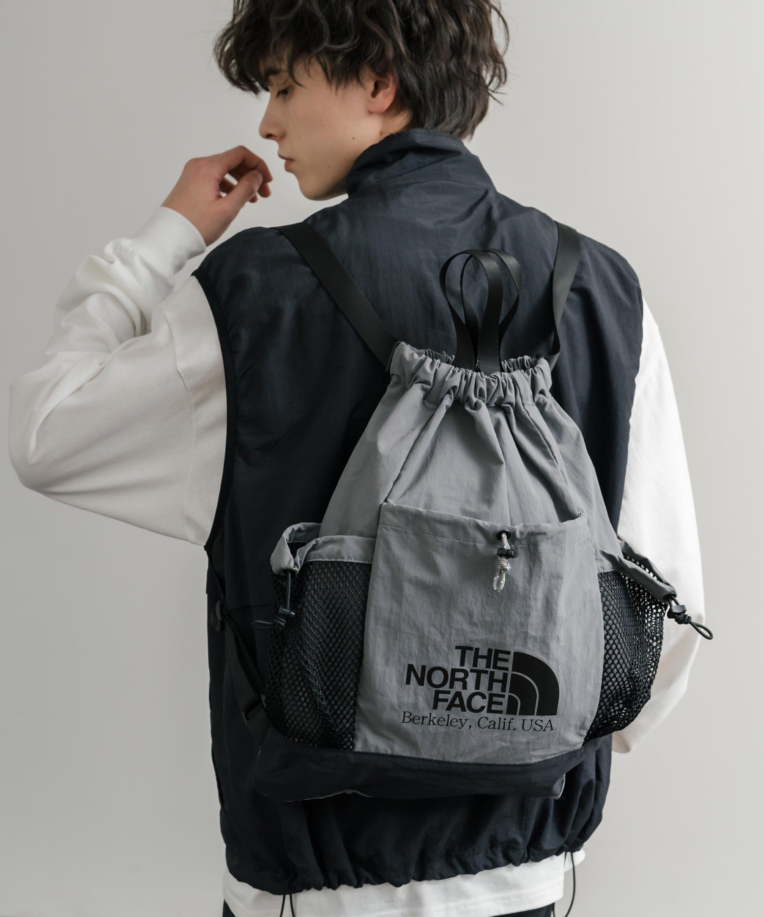 日本未展開モデル THE NORTH FACE ザ・ノースフェイス WHITE LABEL ホワイトレーベル LINDEN MESH GYM SACK ワンポイントロゴナップサック 15185