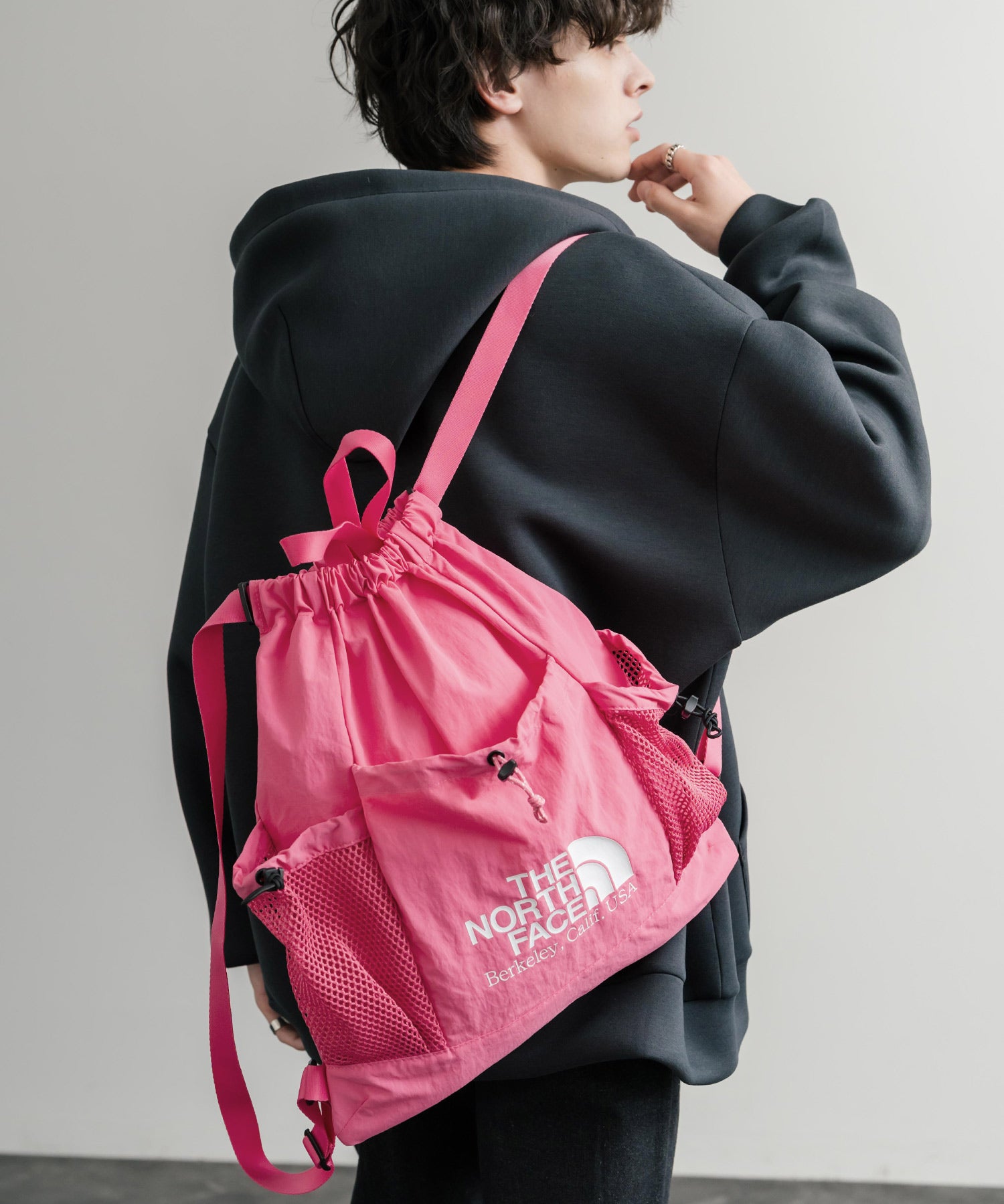 日本未展開モデル THE NORTH FACE ザ・ノースフェイス WHITE LABEL ホワイトレーベル LINDEN MESH GYM SACK ワンポイントロゴナップサック 15185