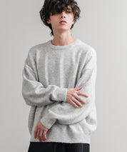 オーバーサイズ5Gウール混天竺ショート丈クルーネックニットセーター 15192