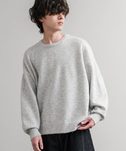 オーバーサイズ5Gウール混天竺ショート丈クルーネックニットセーター 15192